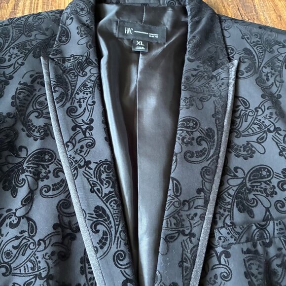 INC Black Paisley Slim-Fit Blazer XL - Formal, Party, Holiday, Wedding, Evening - Picture 3 of 9